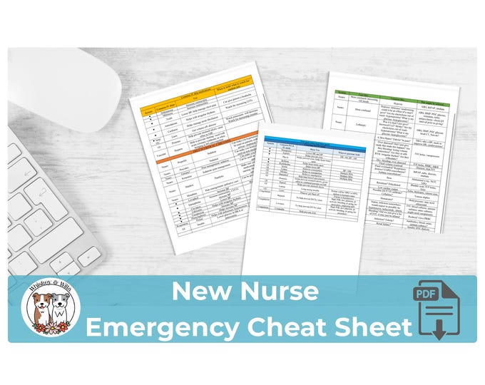 New Grad Nurse Emergency Cheat Sheet | RRT Quick Reference Printable ...