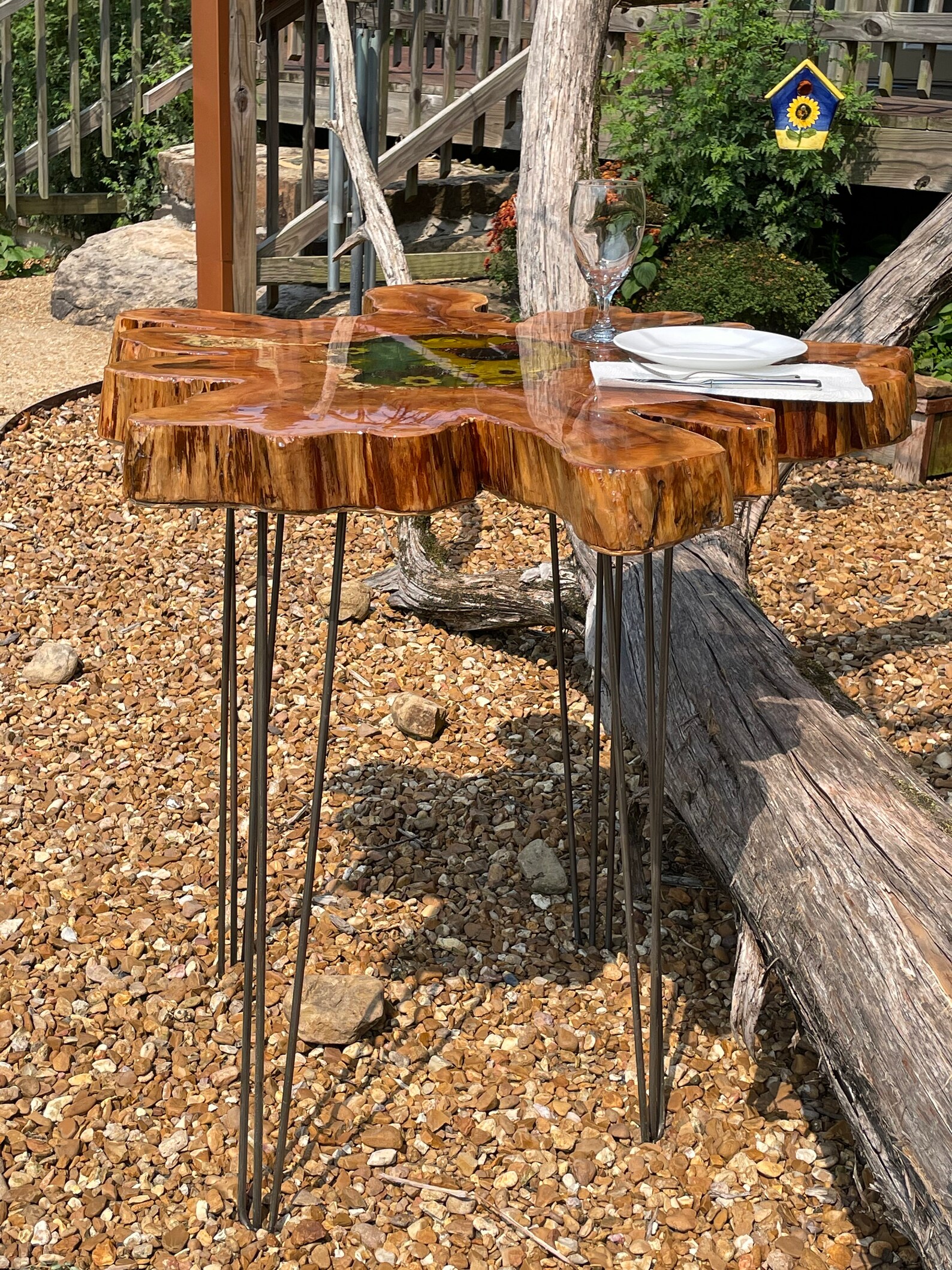 Cypress Crosscut Natural Stump Slab Butterfly Bistro or Dining Table Etsy