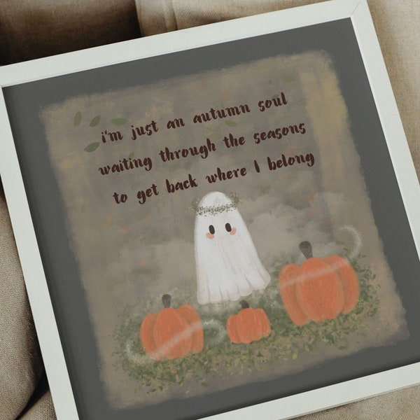 Ghost Art | Halloween Art Print | Wall Art | Cute Halloween Art | Wall Art Prints | Ghost | Pumpkin | Spooky Decor | Autumn | Fall |