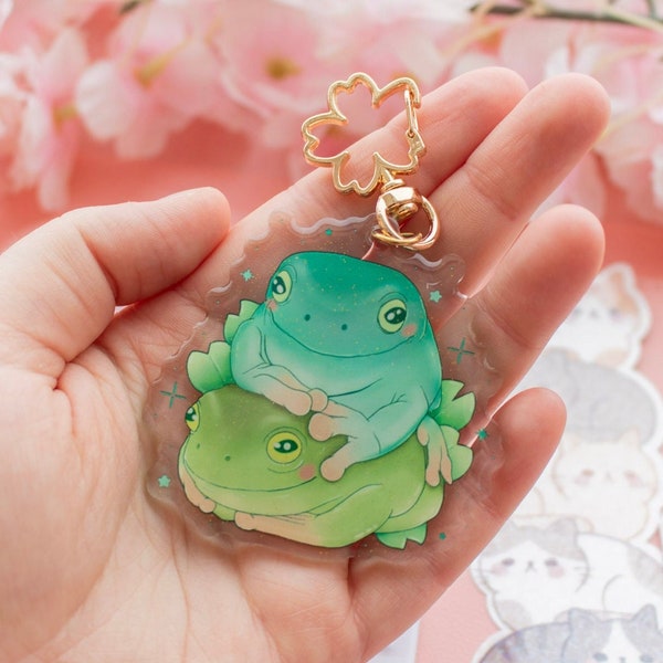 porte-clés grenouille | Porte-clés mignon | Pendentif Grenouille | Porte-clés acrylique | Grenouilles mignonnes | Cadeaux d'anniversaire | noyau gobelin | kawaii | Accessoires |