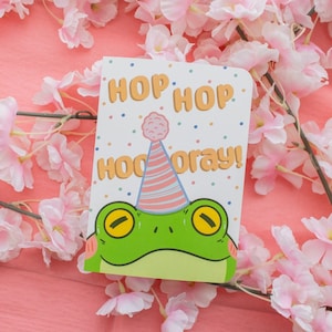 Verjaardagskaart | Kikker | A6-formaat | Ansichtkaart | Wenskaart | Bedankkaart | Fijne verjaardag | Kawaii | Kaarten | Kikker kunstdruk |