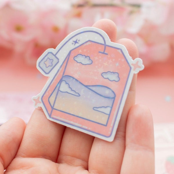 Tea Bag | Aesthetic | Vinyl Sticker |  Pastel Sticker | Decals | Holographic Sticker | Laptop Sticker | Kawaii Sticker | Cute Sticker