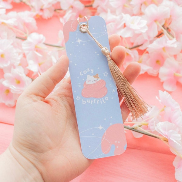 Cat Bookmark with Tassel | Cozy | Book Mark | Birthday Gift | Book Lover Gift | Reading Accessories | Double Printed | Gift | Handmade |