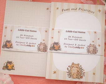 Cat Notepad Set | Tear Off | Cute Stationery | To Do List | Office | Kawaii | Type | Stationery | Desk Planner | Notes | Birthday Gift | A6