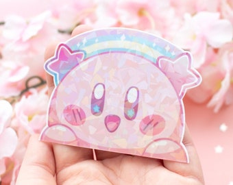 Rainbow Star Stickers | Big | Laptop Stickers | Pink | Holographic Stickers | Kindle stickers | Vinyl Stickers | Decals | Cute stickers