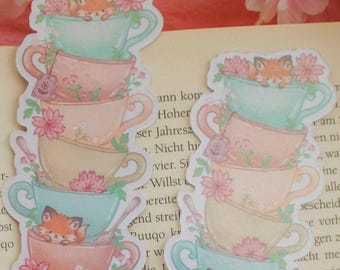 Fox Bookmark | Cute Reading Bookmark | Tea Lover Gift | Book Lover Gift | Cottagecore Bookmark | Floral Bookmarks | Book Accessory