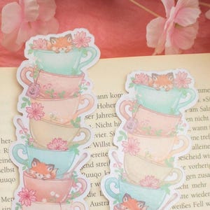 Fox Bookmark | Cute Reading Bookmark | Tea Lover Gift | Book Lover Gift | Cottagecore Bookmark | Floral Bookmarks | Book Accessory
