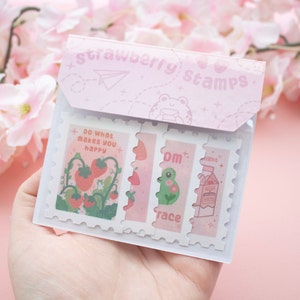 Pegatinas de sellos | Paquete de pegatinas | Pegatinas de fresa | Rosa | Pegatinas lindas | Paquete de pegatinas | Pegatinas de vinilo | Calcomanías | Juego de pegatinas | Rosa |