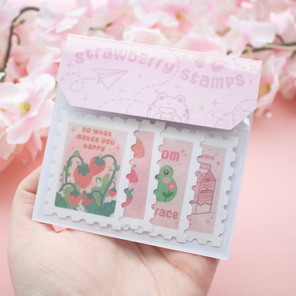 Stamp Sticker | Sticker Pack | Strawberry Sticker | Pink | Cute Stickers | Sticker Pack | Vinyl Stickers | Decals | Sticker Set | Pink |