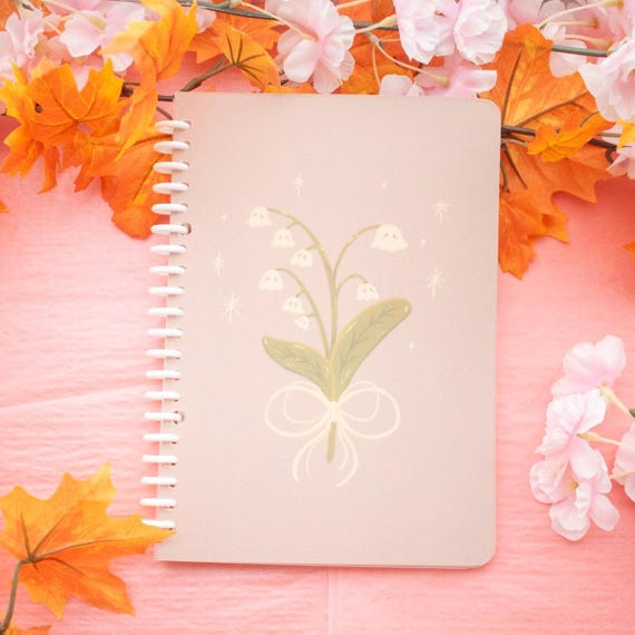 Ghost Notebook A5 | Dotted Paper | Ring Binder | Sketchbook | Stationery | Minimalist | Autumn | Cottagecore | Aesthetic | Beige | Brown |