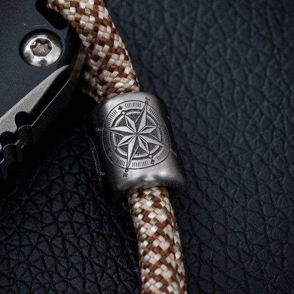 TITANIUM paracord EDC lanyard beads COMPASS