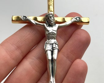 11cm (4.4 inches) Crucifix. Detailed Catholic crucifix. Large Crucifix Pendant. Small wall crucifix. Gold crucifix