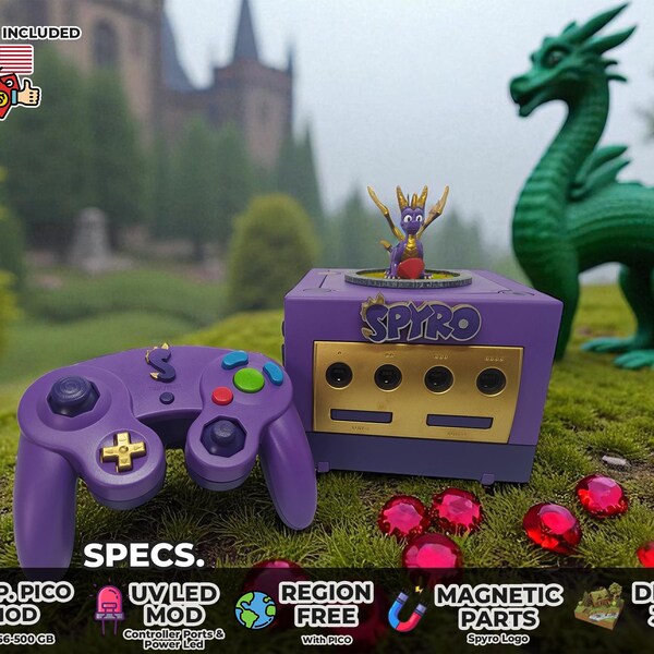 Edición Spyro personalizada para GameCube [Pico - LED - Diorama modificado]