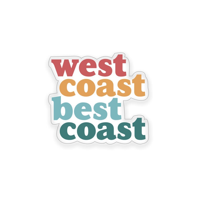 West Coast Best Coast- Waterproof + UV Protected Sticker - Etsy