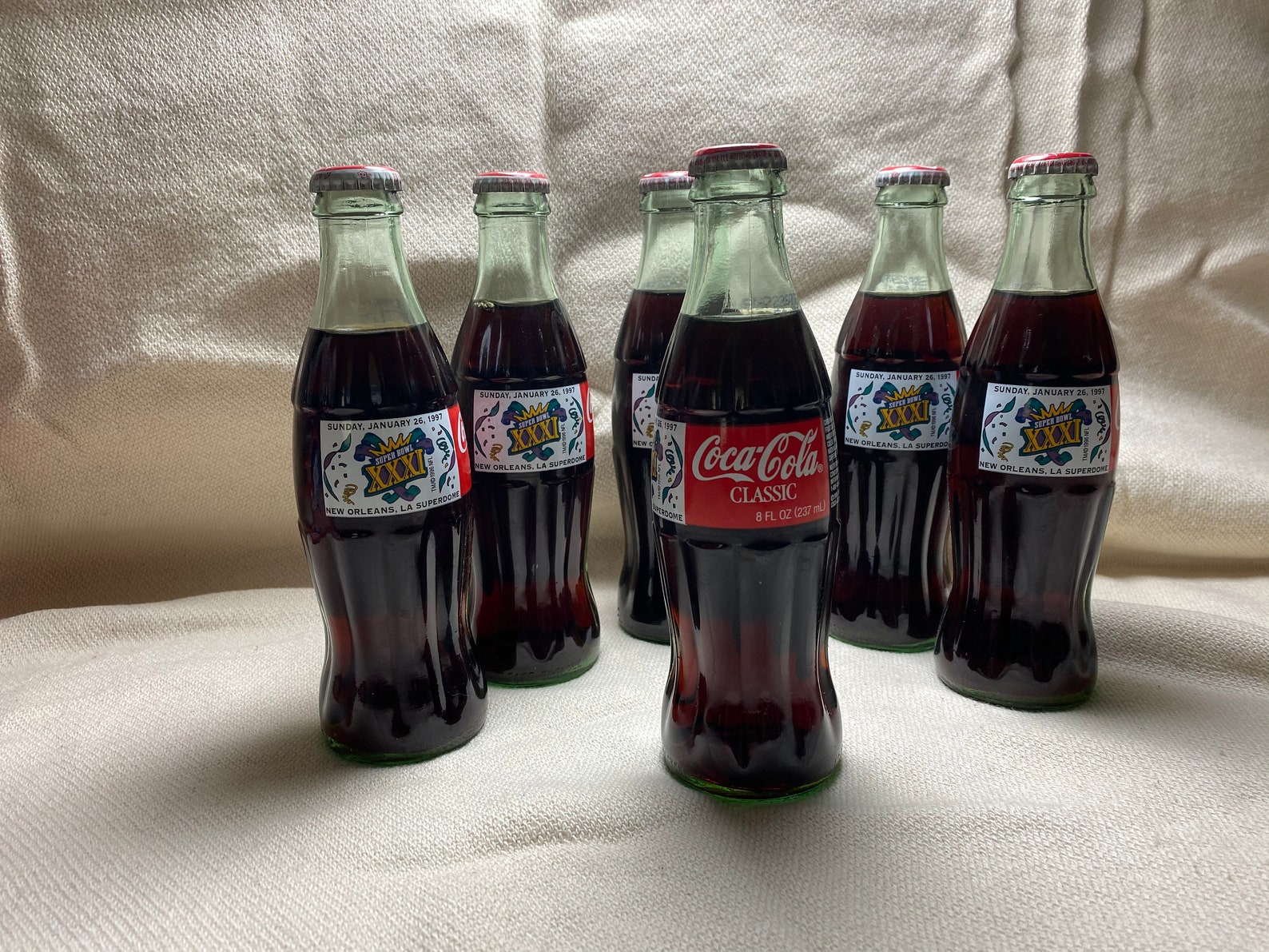 Rare Vintage Coca-Cola bottles 6-pack Super Bowl XXXI New | Etsy