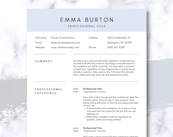 Plantilla de currículum, plantilla de currículum minimalista, plantilla de CV, plantilla de currículum moderno profesional para Word, descarga instantánea, consejos para entrevistas PDF