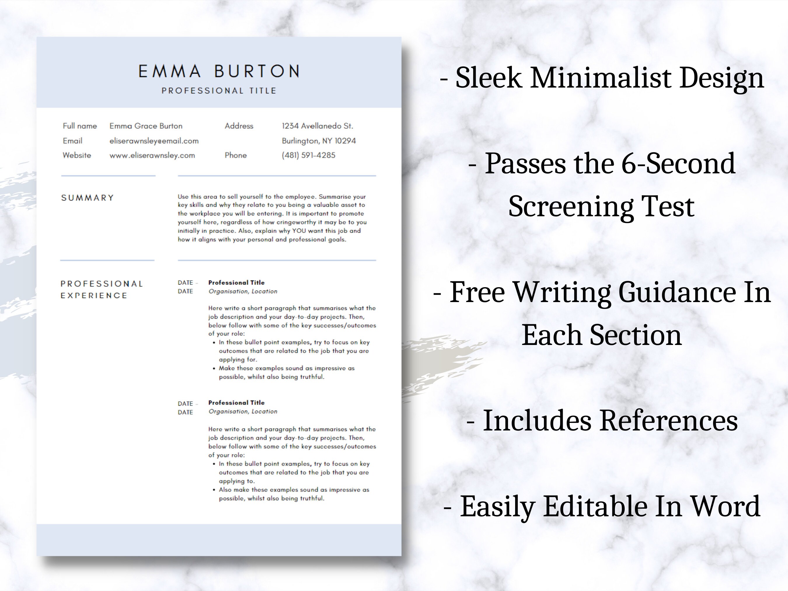 Resume Template Minimalist Resume Template CV Template - Etsy