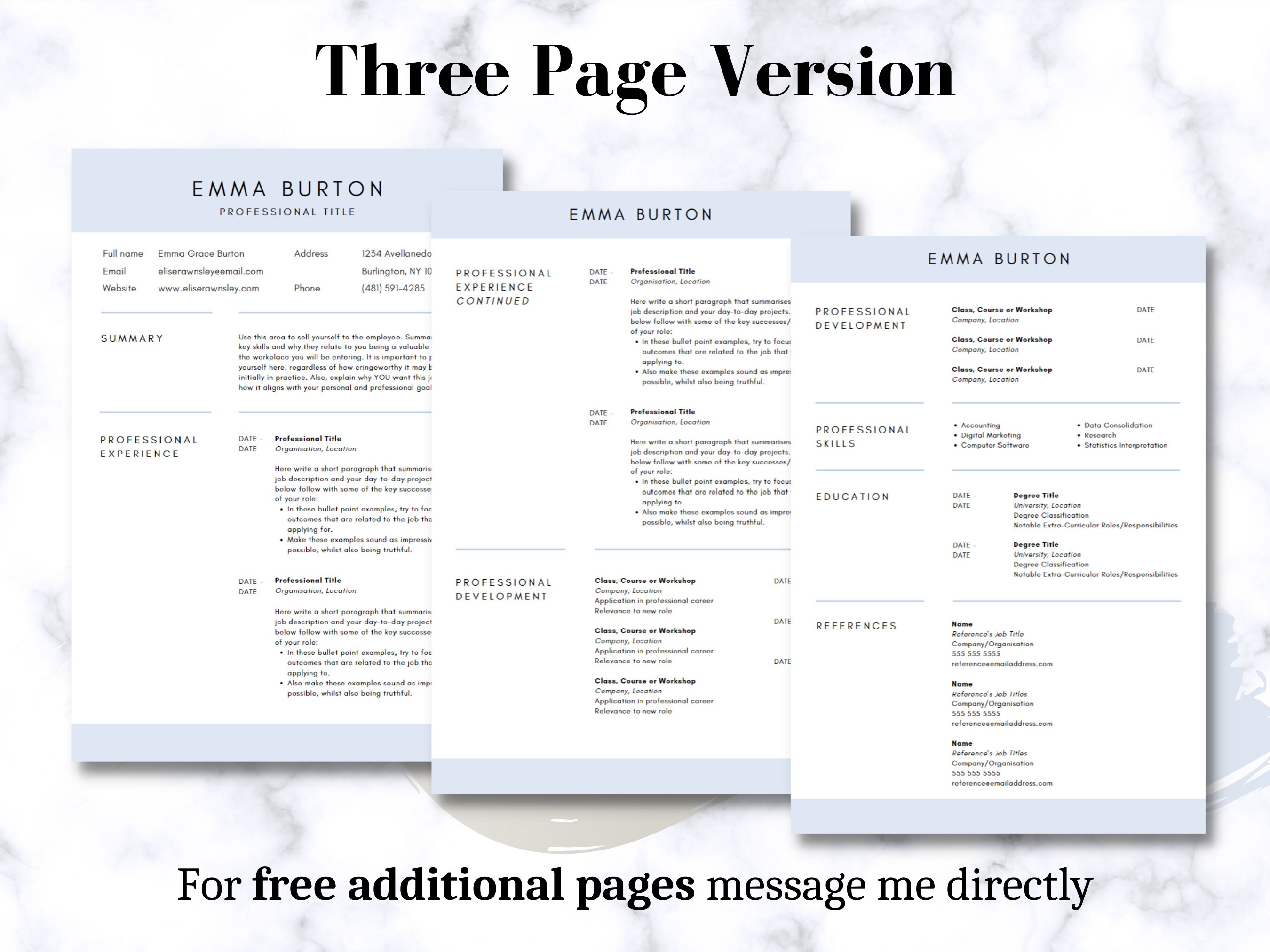 Resume Template Minimalist Resume Template CV Template - Etsy