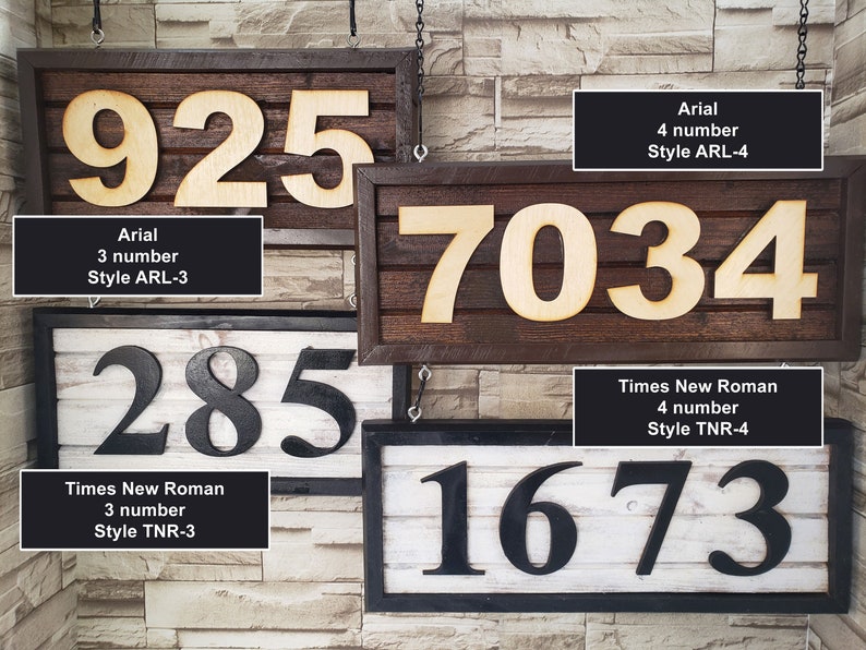 Personalized Custom House Address Numbers Hanging Wood Sign for Garage