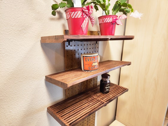 Black Walnut Open Slat Shelf: Custom Hardwood Wall Decor - Made to