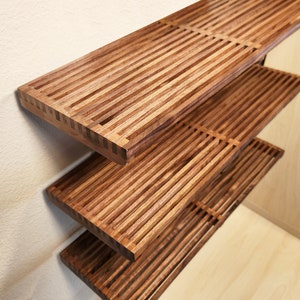 Custom Hardwood Open Slat Shelf Décor For Kitchen Dining Family Bedroom Hallway - Made to Order - Priced per shelf -Starting at 79.00 ea.