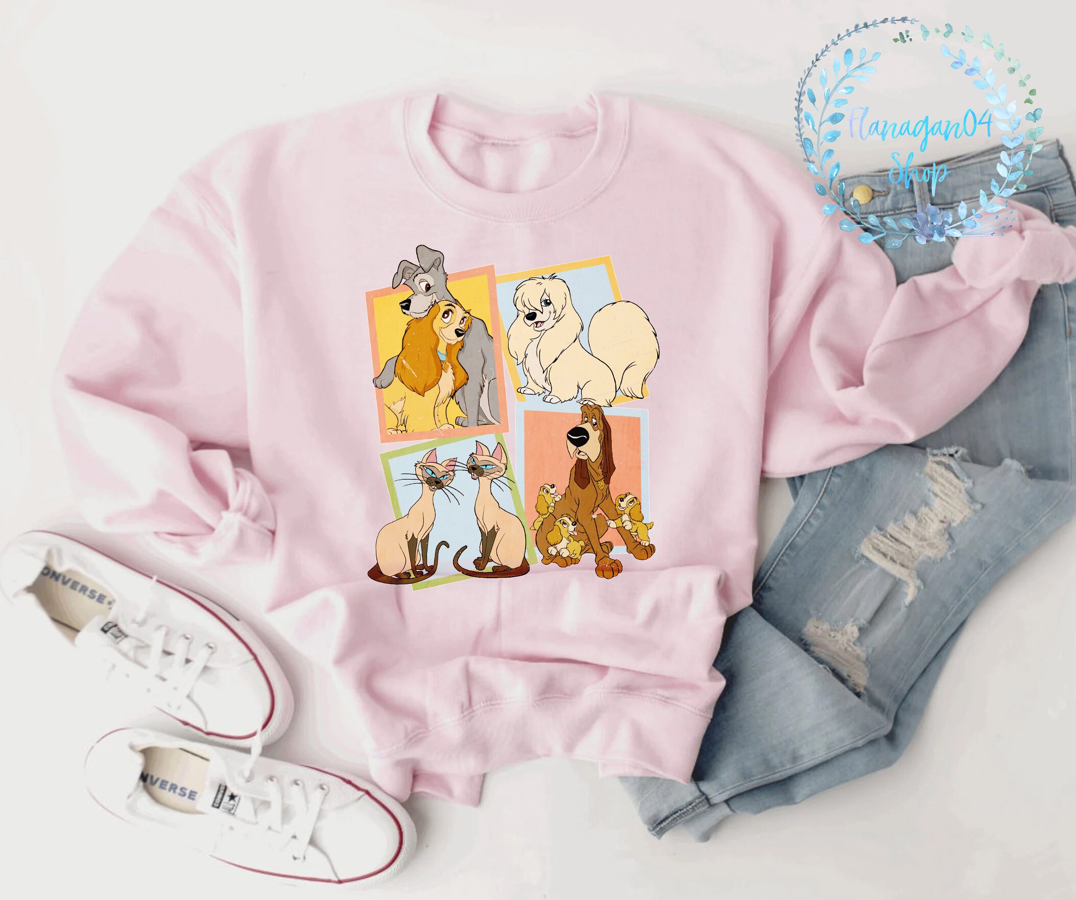 Discover Vintage 90's Lady and the Tramp Sweatshirt, Retro Disney hoodie, Matching Family tee, Si and Am, Peg Trusty Dog, Disney Dog Shirt, TL-210901