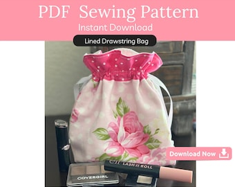 Drawstring Bag Sewing Pattern PDF | Beginner Friendly Bag Sewing Pattern | Round Bottom Bag Pattern | Easy Reusable Pouch Bag Pattern GIFT