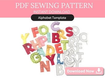 Fabric Alphabet Letter & Number Pattern PDF | Uppercase Letters Sewing Pattern Beginner Friendly | Fabric Letter Template | Quilted Design