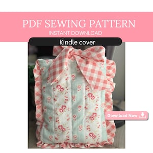Ruffle Book Sleeve Sewing Pattern PDF | Quilted Book Sleeve With Bow | Fabric Bible Case | E-reader Kindle Case With Bow | Book Lover GIFT