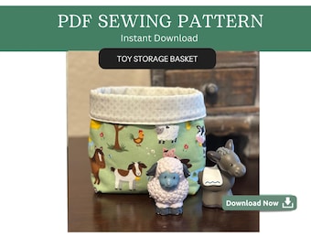 Fabric Basket Sewing Pattern PDF With Instructions | Cloth Basket Pattern | Nursery Storage Basket | KIds Toy Basket | Newborn Diaper Basket
