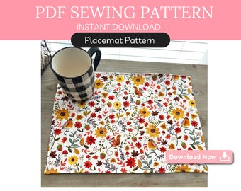 Beginner Placemat Sewing Pattern PDF | Easy Quilted Placemat Tutorial | DIY Fabric Table Mat | Handmade Kitchen & Gift Sewing Project