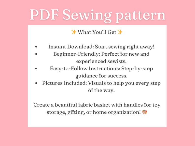 Beginner Sewing Pattern PDF | Handmade Fabric Basket for Toy Storage ...