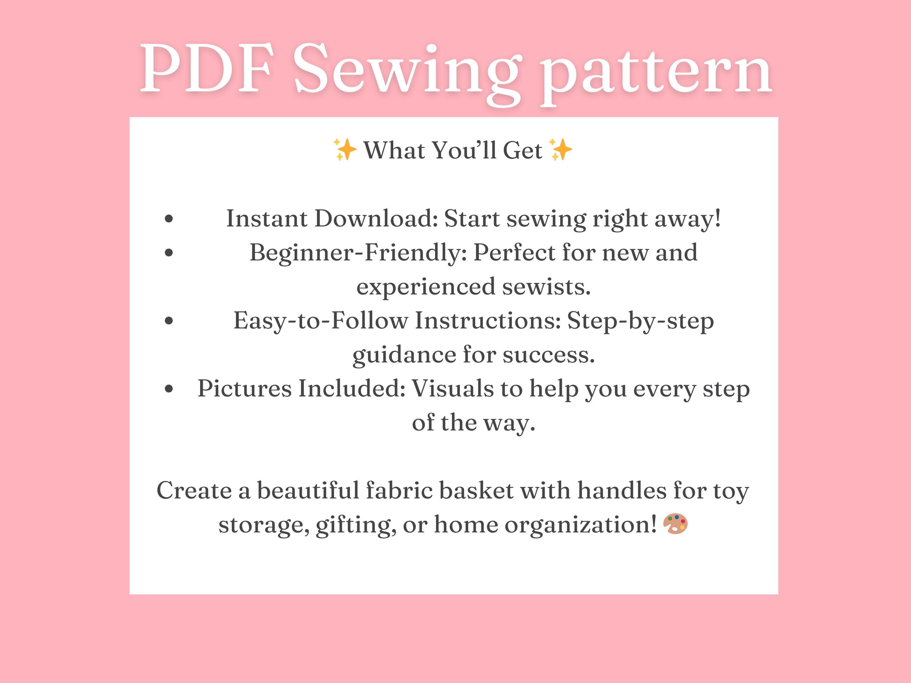 Beginner Sewing Pattern PDF | Handmade Fabric Basket for Toy Storage ...