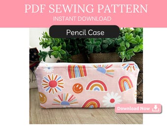 Pencil Case Pattern Sewing PDF | Easy Pencil Bag Pattern With Zipper | School Pencil Pouch Pattern | Fabric Pouch Pattern With Instructions