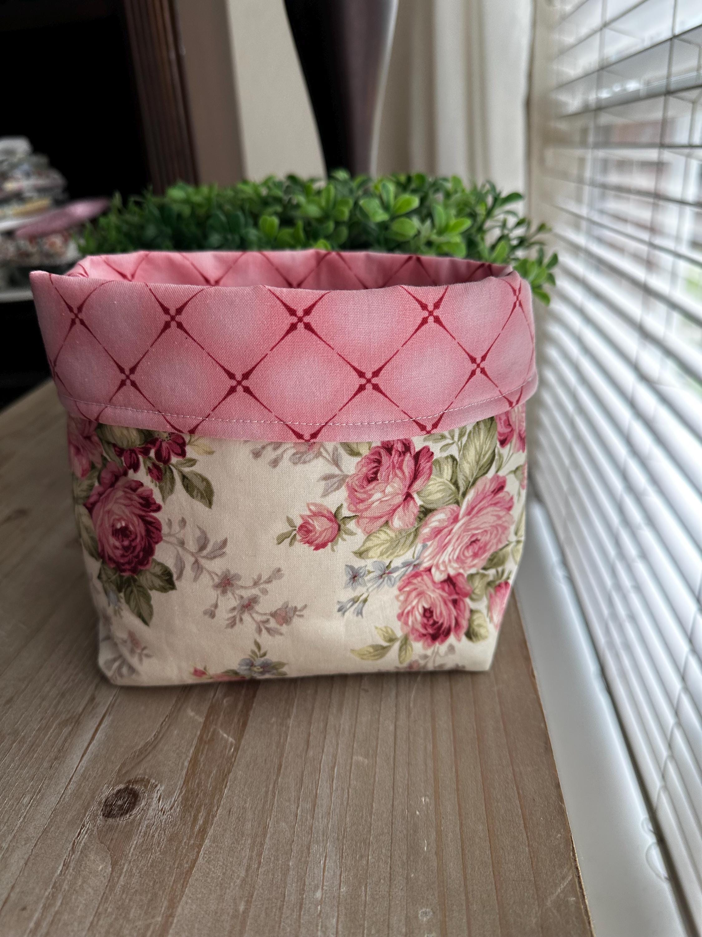 Floral Fabric Basket PDF Pattern - Easy Sewing Tutorial for Makeup ...