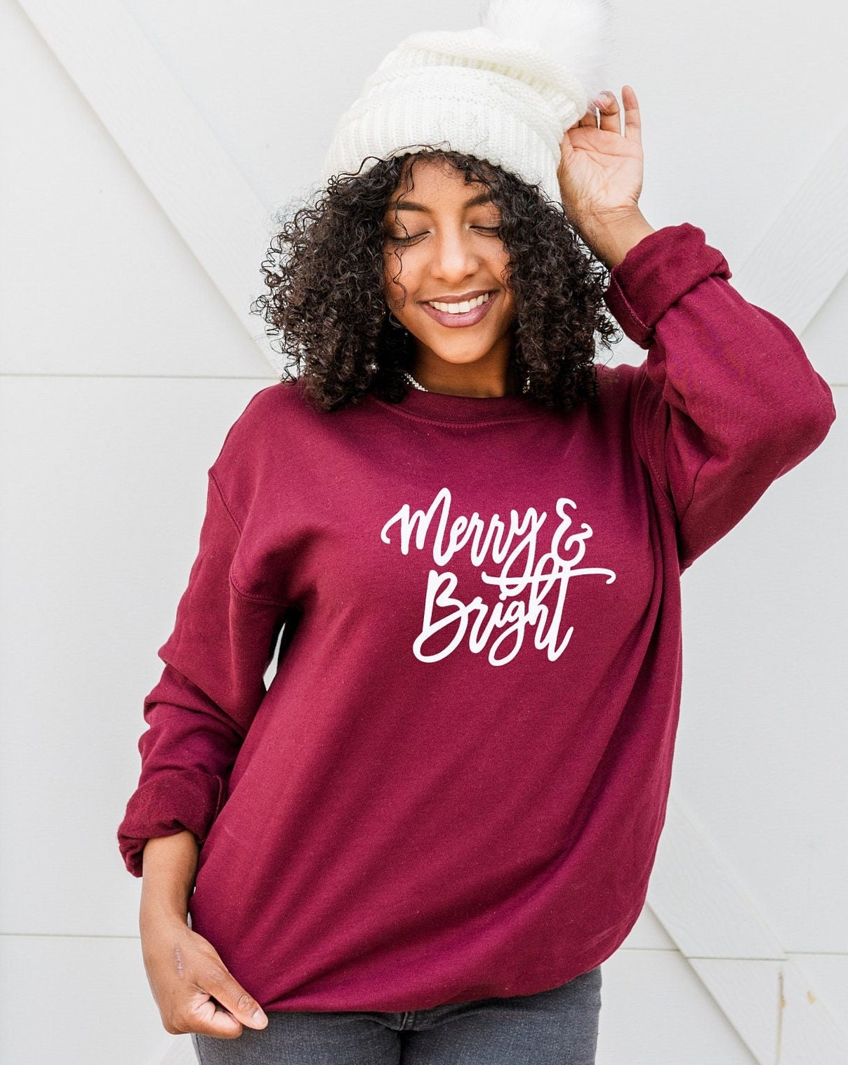 KOAandKIND Merry \u0026 Bright Sweater, Christmas Gift, Christmas Sweater, Christmas, Holiday Sweater, Christmas Shirt, Gift for Her, Christmas Gifts