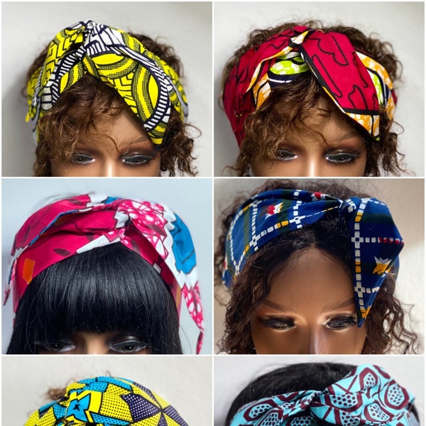 bandeau flexible fil de fer /Bandeau modulable cire africain wax / turban bandeau ankara wax