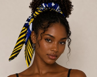 Wax Ankara Haargummi mit Schleife – Afrikaanse Haaraccessoire, Handgemacht, Buntes Stoff Scrunchie, Boho Chic, Ethno Frisur