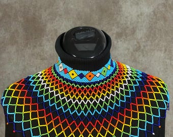 African colorful beaded necklace – Boho ethnic jewelry – Handmade African accessory – Unique handcrafted necklace