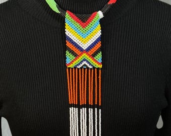 African necklace in small beads, colorful ethnic jewelry handmade, African beaded necklace handmade, African jewelry, Boho chic style