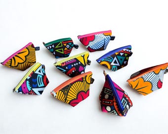 Mini Afrikaans waxprint etui – handgemaakte kaart- en munthouder, 100% katoen, chique etnische accessoire – TramaCreation