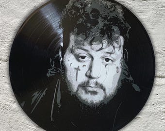 Jelly Roll painted on a 12" Vinyl Record / LP Art / Handmade / Country / Soul / Southern / Rap