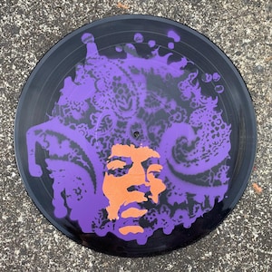 Jimi Hendrix - Hand painted 12" Vinyl Record Art / Wall Decor / Music Art