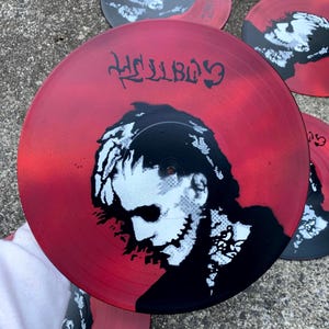 Hand-painted Peep 12&quot; Vinyl Record LP Art / Wall Art / Hellboy / Halloween /