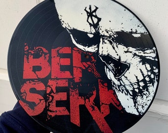 BERSERK hand-painted on a 12" Vinyl Record / LP Art / Handmade / Manga Series / Kentaro Miura / Dark Manga / Scandinavian /