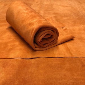 Orange 1.4-1.6 mm Cowhide Suede, Suede Jewelry Earrings, Jewelry Organizer, Supply for Tote bag wallet shoes pipe bag, Jewelry Roll Bag