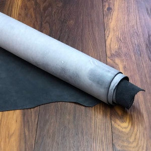 Ghost Waxed Black 2-2,2 mm Natural Skin Leather, Black Effect Leather, Leather Craft Material, Leather for Notebook Organizer Tote bag Pipe