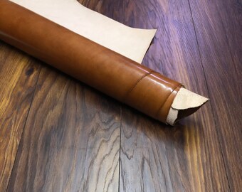 Cognac Brown Full Grain Leather, Vegetable Vegtan Leather 1.2-1.5 mm Leather, Supply for Leather Craft, Leather for Organizer and ipad cover