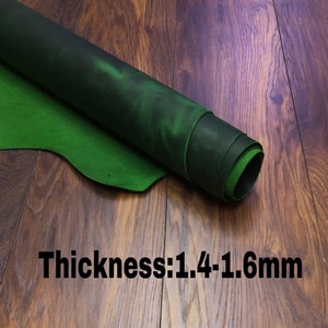 Green 1.4-1.6 mm Crazy Horse Calf Leather,Effect Leather,Supply for Leather Craft and wallet,bag,Leather for Notebook Organizer and pipe bag