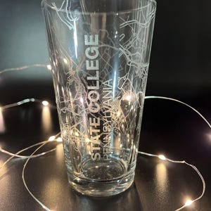 Your City Map Pint Glass | Your City | Town Personalized | Etched Glass ...